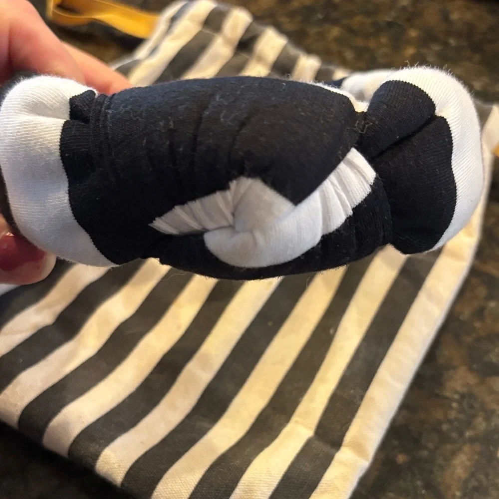Lele Sadoughi Black and White Striped Padded Headband